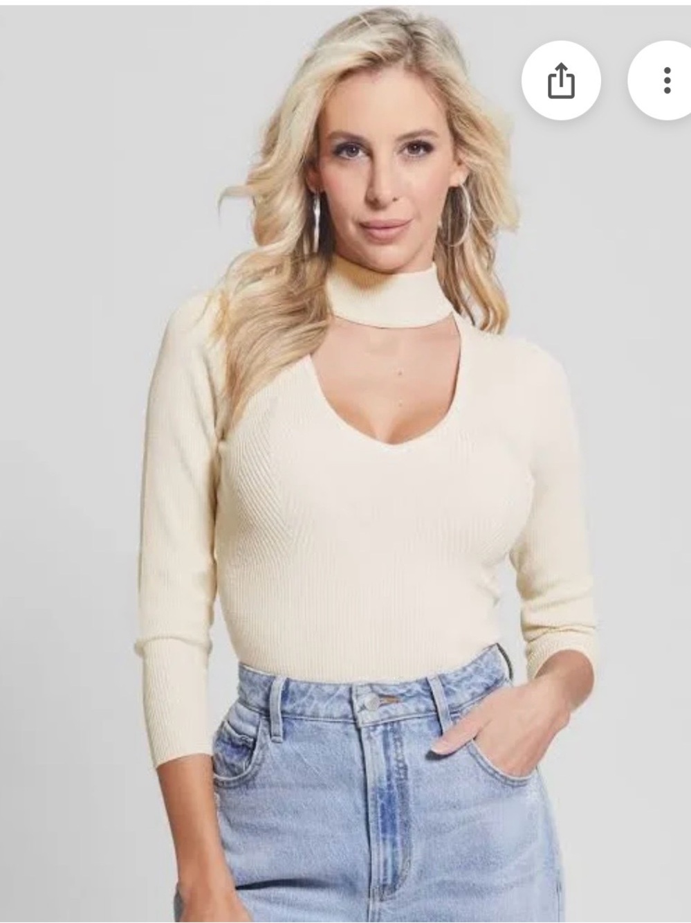 Guess LS Micro Sequin Rib Cut-Out Turtleneck Sweater